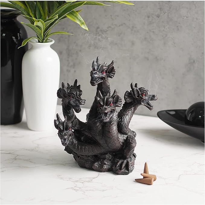 Hosley Resin Dragon Décor Statue Incense Cone Burner 8.5 Inch High, Ideal for Aromatherapy and Fantasy Décor Discover Mystical Elegance, Home Décor, Office, Spa