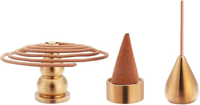 Brass Incense Holder 3 Styles, Incense Cone Burner, Coil Incense Holder, Incense Stick Holder (6 Pieces)