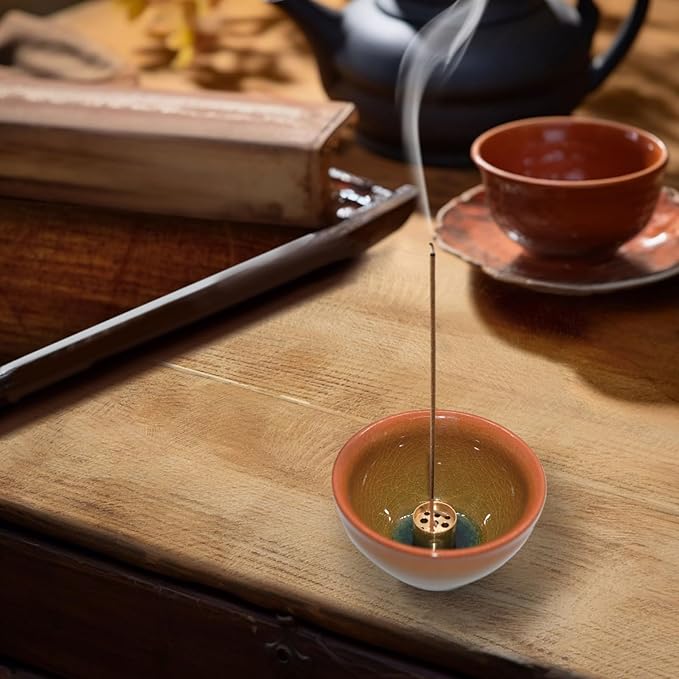 Ceramic Incense Burner Holder for Sticks, Handmade Incense Cone Holder for Coil, Sage Cones, Ash Catcher, Smudge Bowl for Yoga Meditation Room Décor