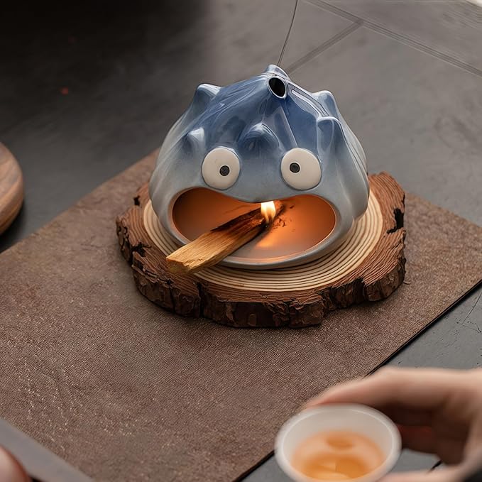 Handmade Ceramic Palo Santo Holder Burner & Sage Holder - Mini Tabletop Chiminea Burner Tray with Ash Catcher, Decorative Incense Holder for Spiritual Meditation & Yoga