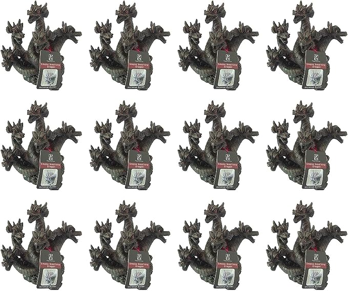 Hosley 12pk Bulk Buy 8.5 Inch High Resin Dragon Decor Statue/Incense Cone Burner Smoking Dragon Holder. Ideal for Spa and Aromatherapy Suggested for use Brand Incense Cones