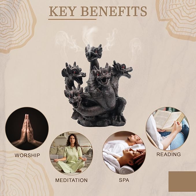 Hosley 120pk Bulk Buy 8.5 Inch High Resin Dragon Decor Statue/Incense Cone Burner Smoking Dragon Holder. Ideal for Spa and Aromatherapy Suggested for use with Hosley Brand Incense Cones